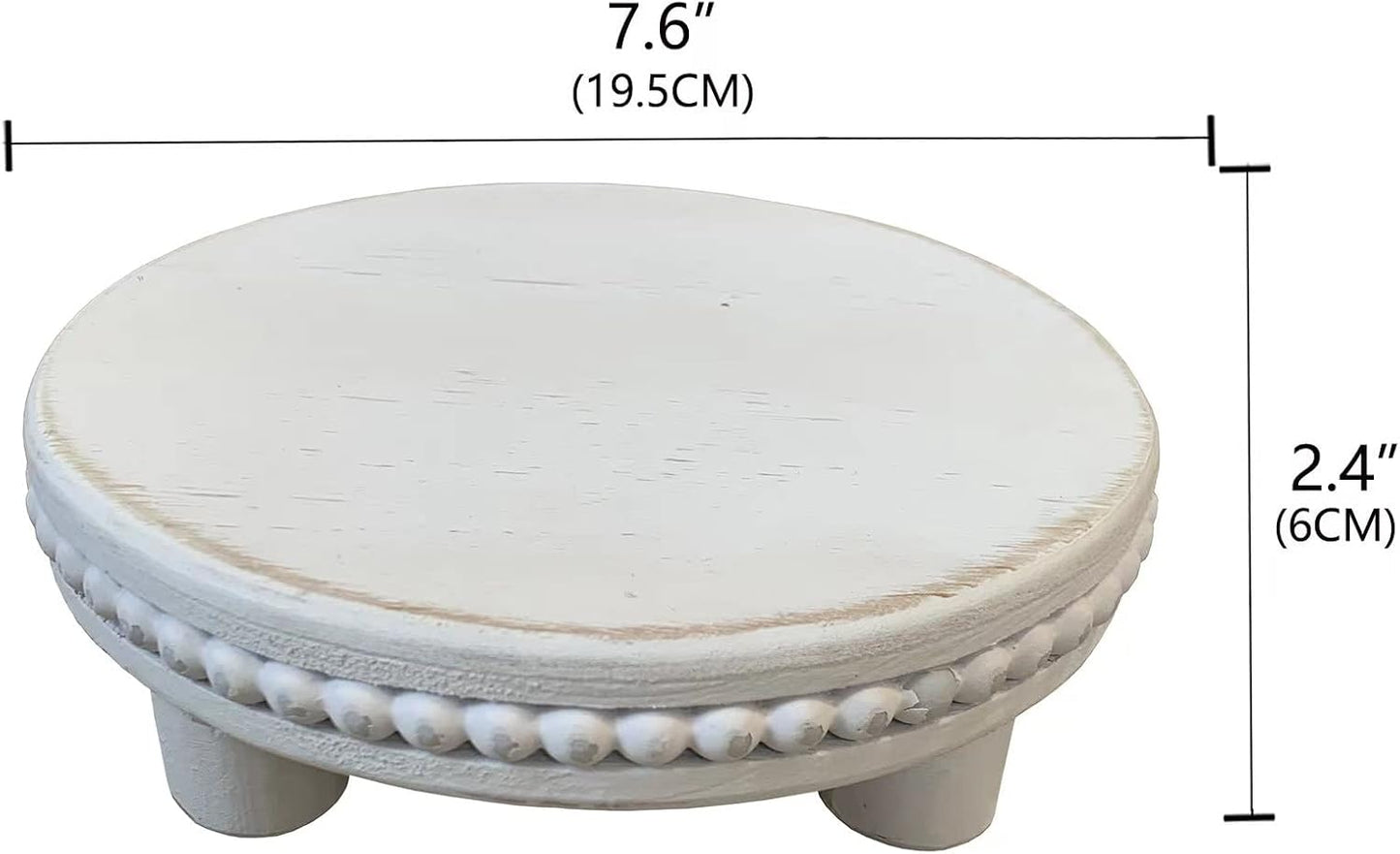 7.6" Round Vintage Display Stand / White