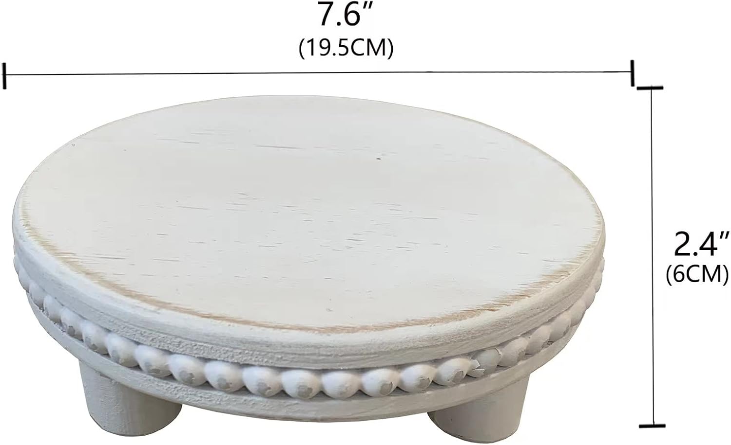 7.6" Round Vintage Display Stand / White