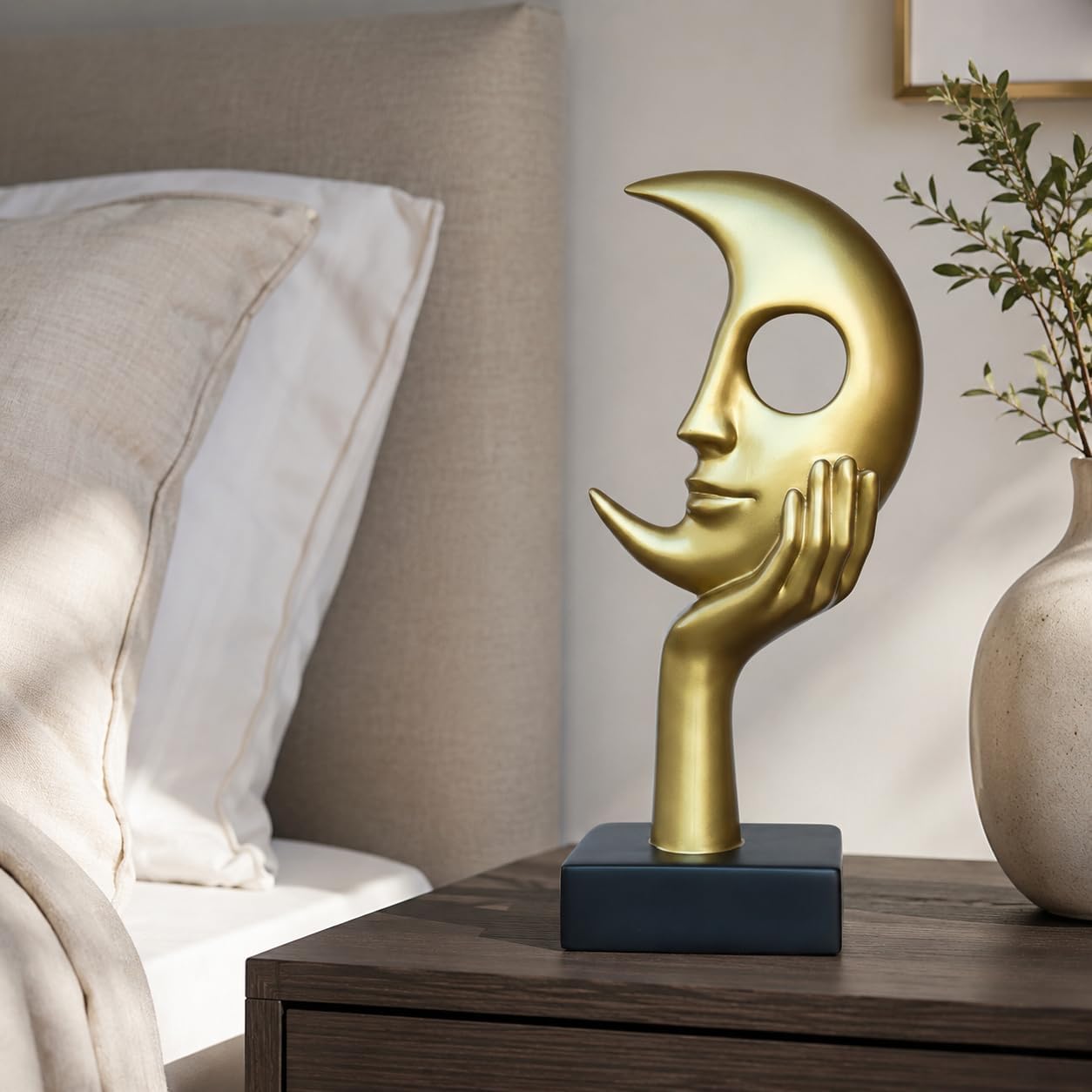 Thinker Statue / Modern Home Decor Ornament / Metallic Gold / Large