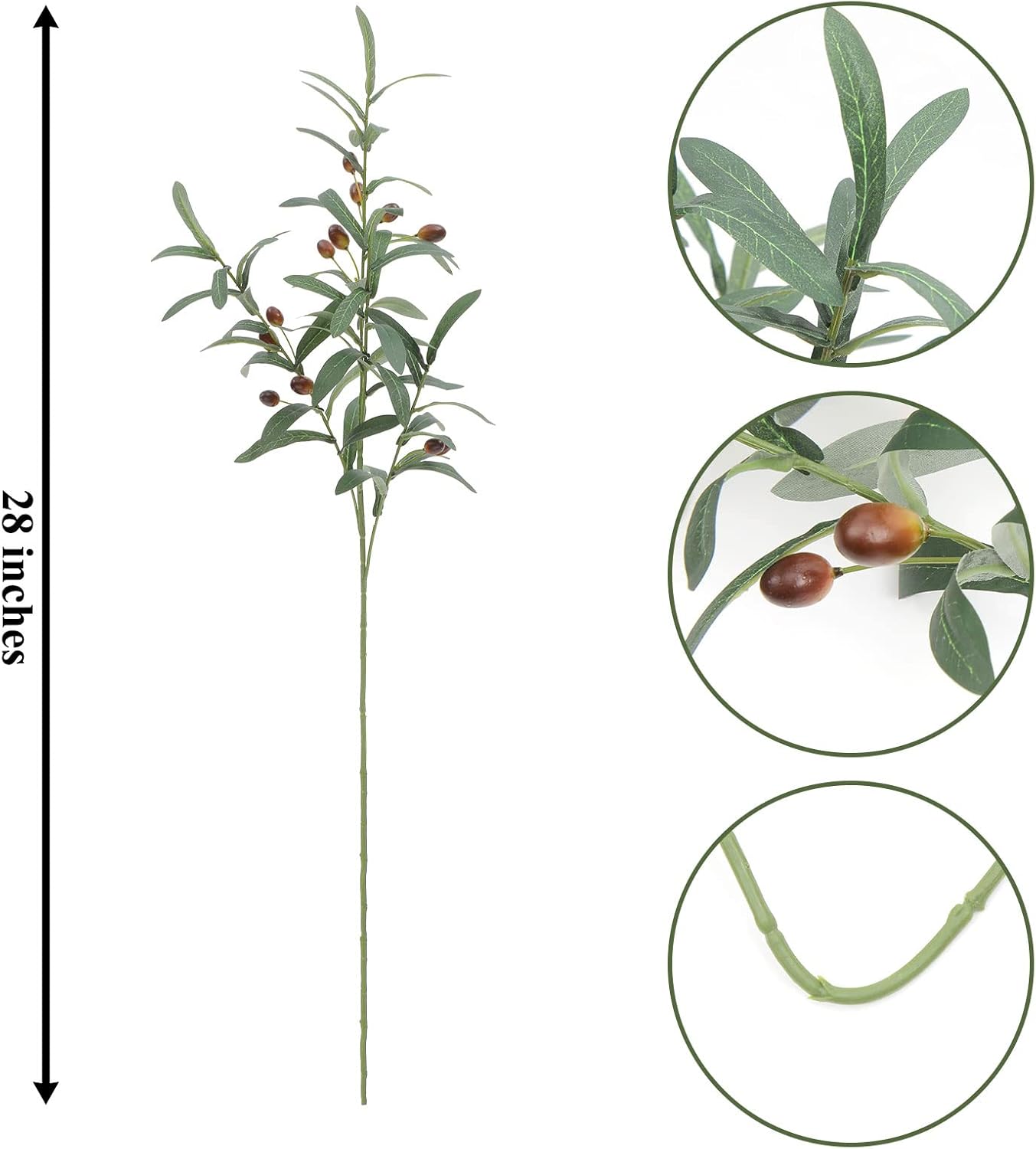 Fake Olive Tree Branches Faux Olive Branches for Vase Long Stems / 28" Tall / 28 Inch / Set of 8