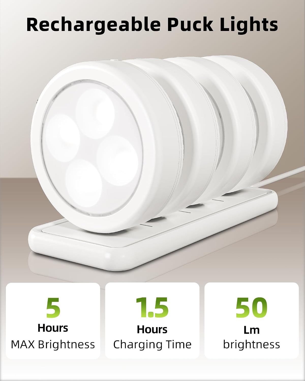 EZVALO LED Puck Lights with Charging Station, Rechargeable Stick On Tap Lights, Wireless Closet Light, 3 Color Temps