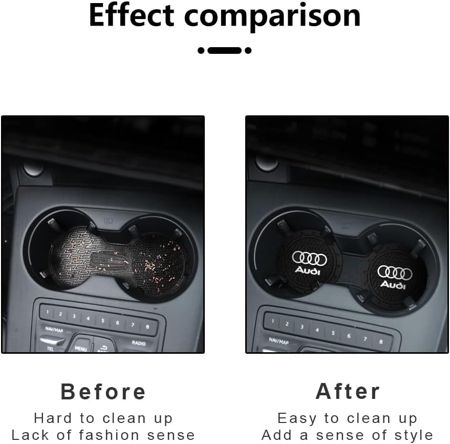 Car Cup Holder Coaster for Audi Recessed Silicone Cupholder / Black-cup-0004 / 2.75 Inch / Set of 2