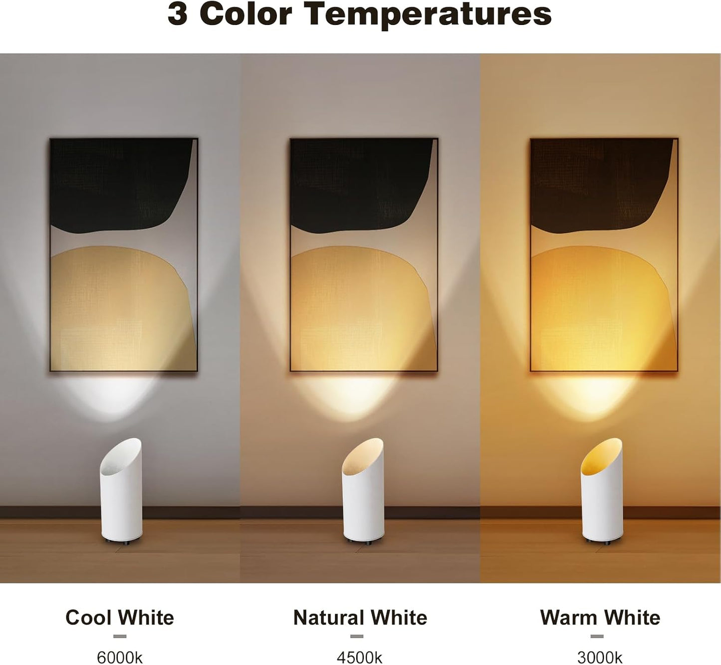 Powfloven 2 Pack Uplights Indoor Battery Operated, Wireless Uplighting | USB Charging, Remote, Timer, 3 Color