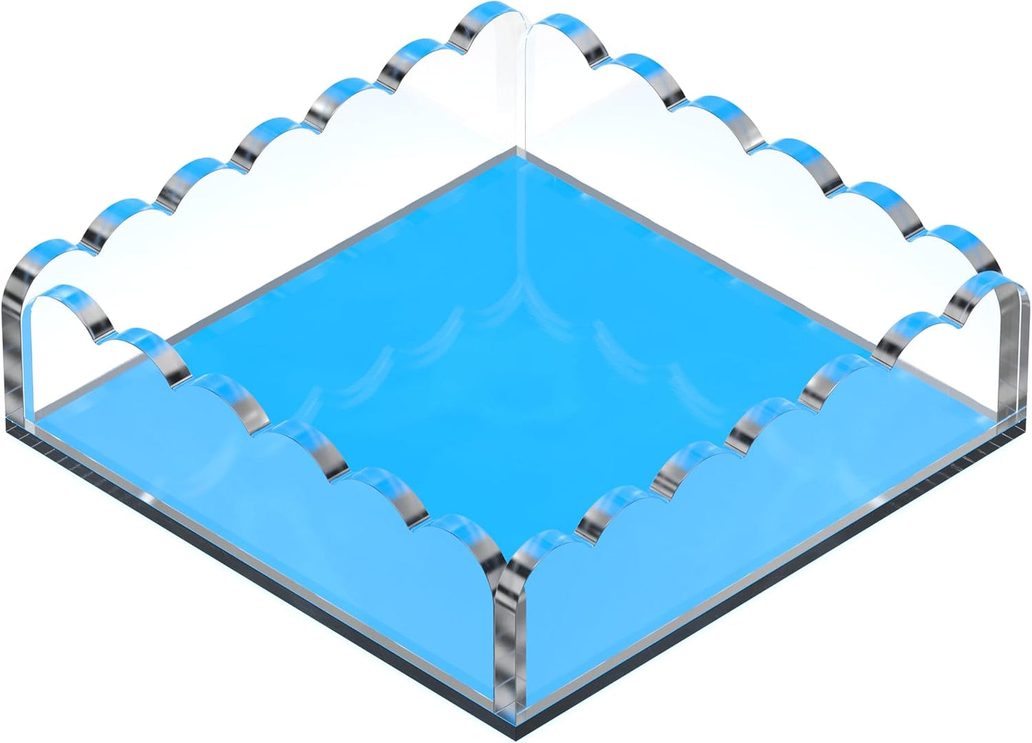 Scalloped Acrylic Tray / Blue / 8 x 8