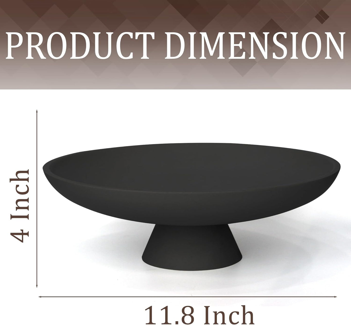 Modern Resin Pedestal Decorative Bowl / Black