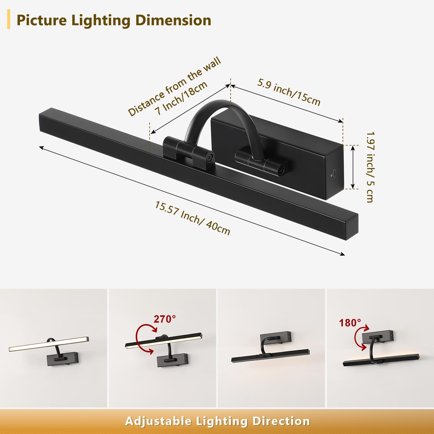 Wireless Picture Lights for Wall Battery Operated Art Lighting for Paintings Rechargeable Gallery lights with Remote