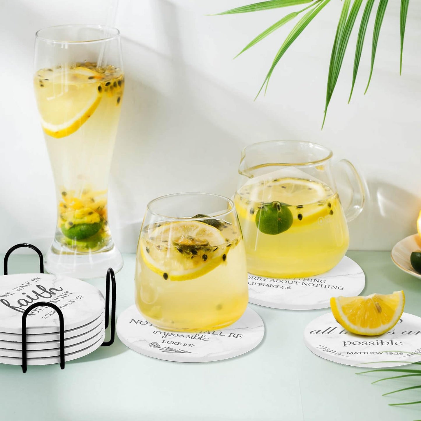 Holder / Absorbent Drink Coasters / Set of 8