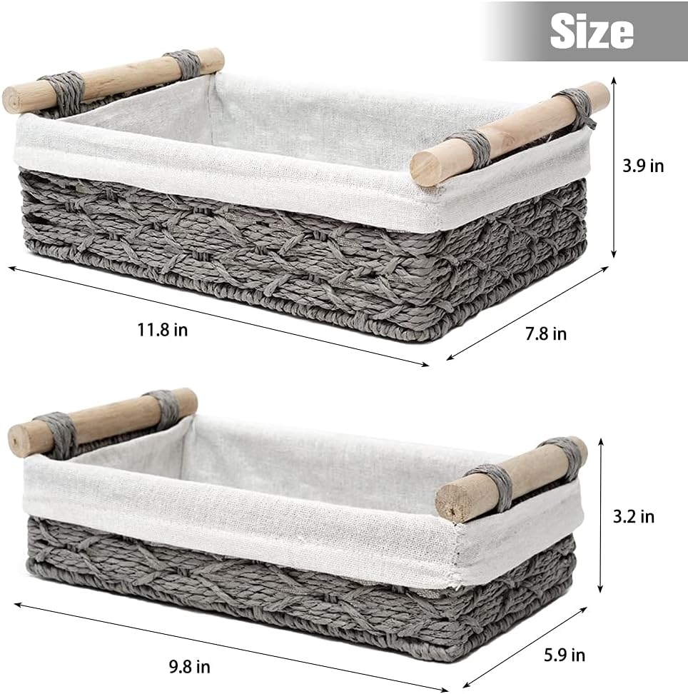 Storage Basket Wicker Baskets for Organizing Storage Bins for Counter Toilet Paper Storage / Grey
