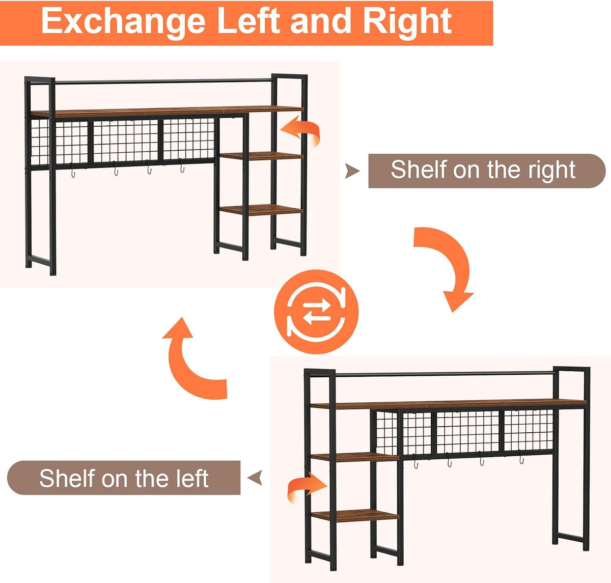 Snughome Desk Shelf, 44.9" Desktop Organizer Shelf, Desk Hutch for Computer Monitor, 4 Tier Desk Display Rack with