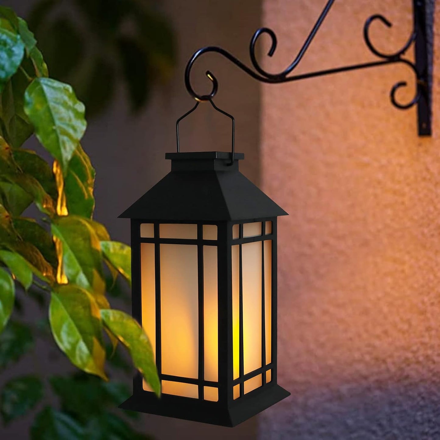 Bdor 13 Inch Outdoor Decorative Lanterns with LED Candle Timer 2 Pack Black | Battery powered convenience, cozy