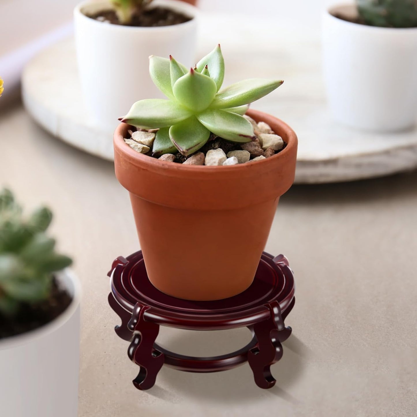 4 to in Wooden Plant Stands Indoor Chinese Oriental Plant Stand / 6 Inch / 12 Inch / Set of 2