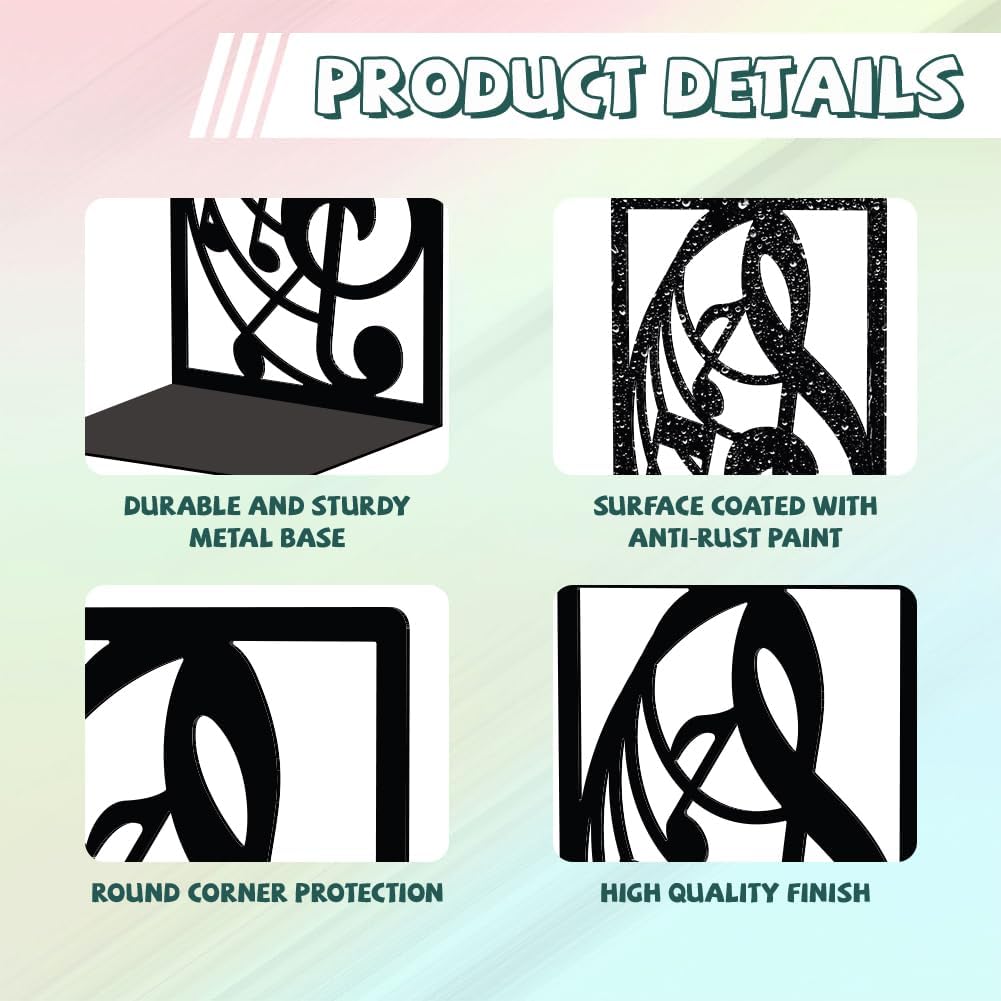 Metal Bookends / Modern Decorative Heavy Duty Study Book Support Stoppers for Desk / Musical Note