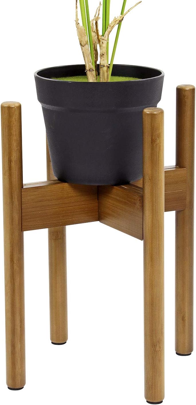 Taylor & Brown Adjustable Plant Pot Stand, 22-28.5cm Bamboo Wood Tall Plant Holder for Indoor Outdoor Use, Modern Mid