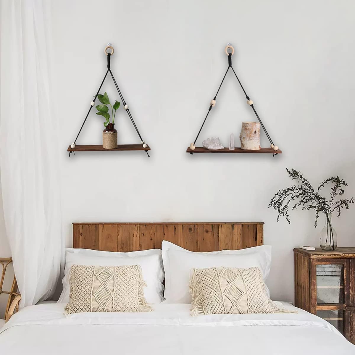 Wooden Wall Hanging Shelves / Black Simplicity / Set of 2