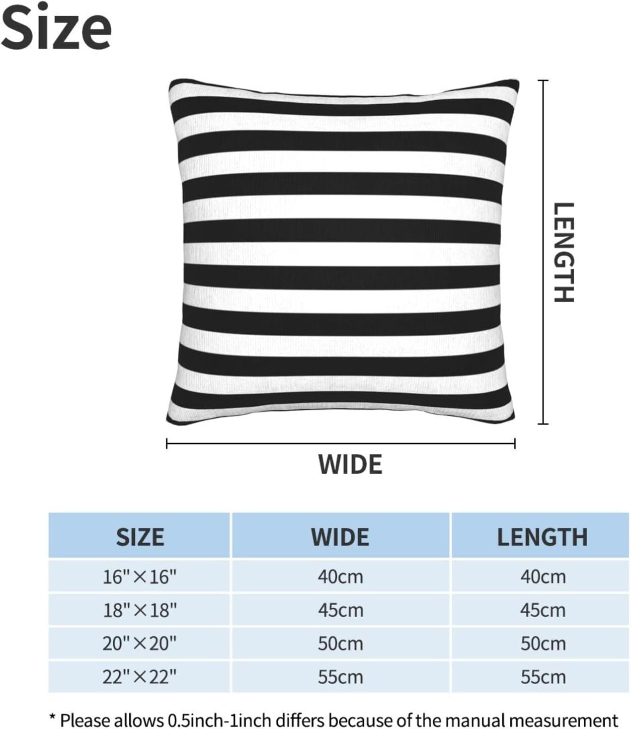 Throw Pillow Covers Pillow Cases Decoration Cushion Cover / Stripe Black White / 18 x 18 / Set of 2