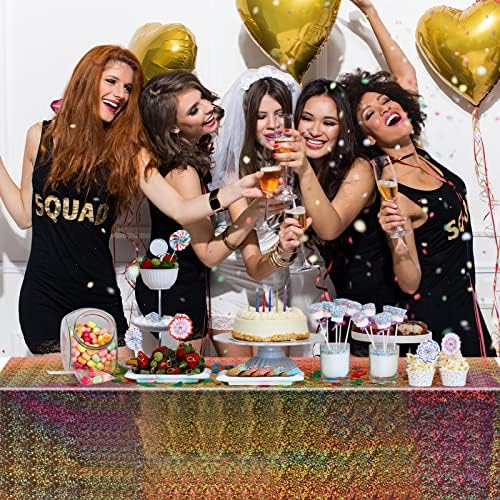 3 Pack Iridescent Tablecloth, 54" x 108" Birthday Party Table Cloths Iridescence Plastic Disposable Table Covers Iridescent Party Decorations, Birthday Decor Tablecloth for Buffet Table