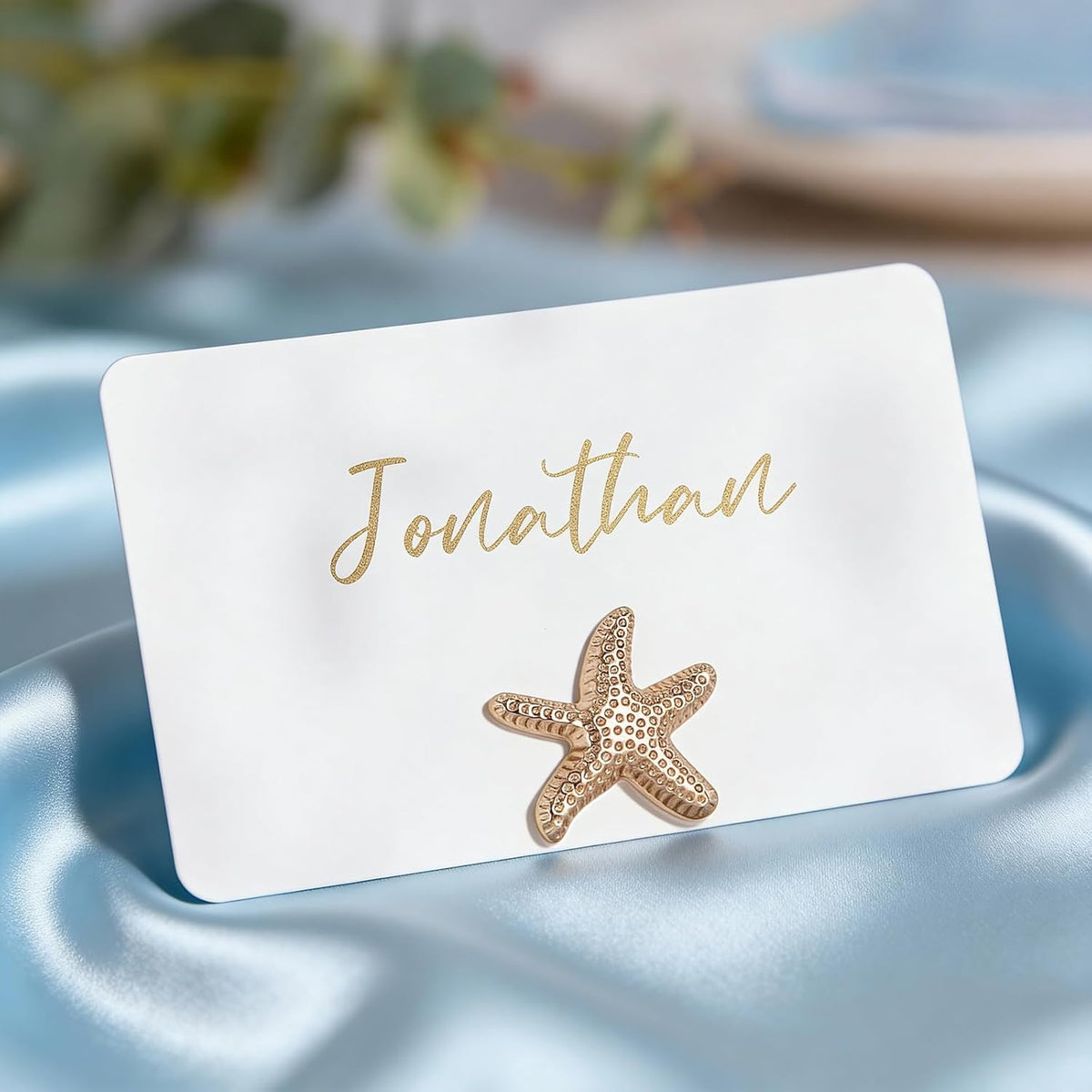 UNIQOOO 24Sets Decorative Starfish Place Card Holders Bulk, Sea Star Name Card Holders, for Beach Wedding Decor Coastal