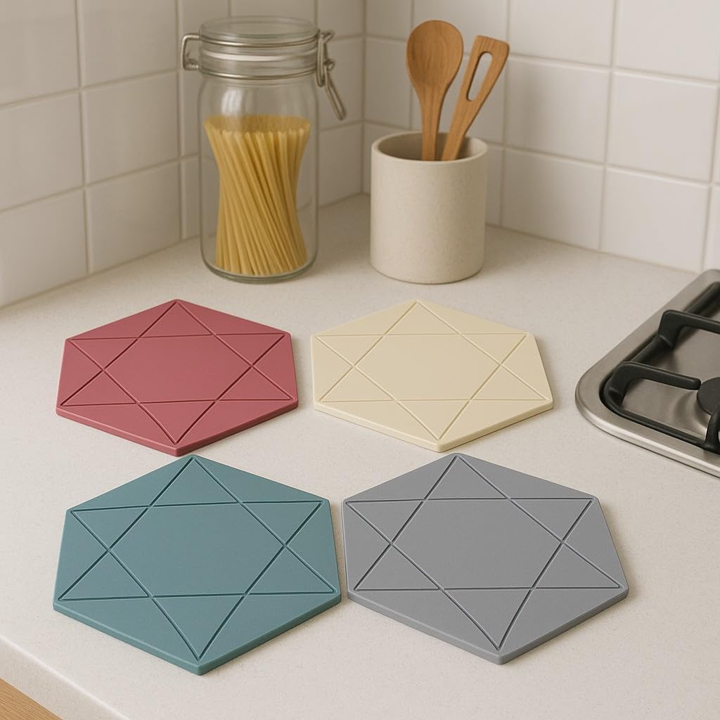 Hexagon Silicone Trivet Mats / Set of 4