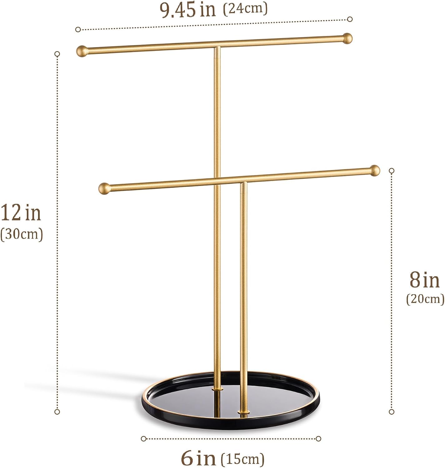 Ceramic Tray / Gold Jewelry Holder Stand / Black Tray Gold Bar