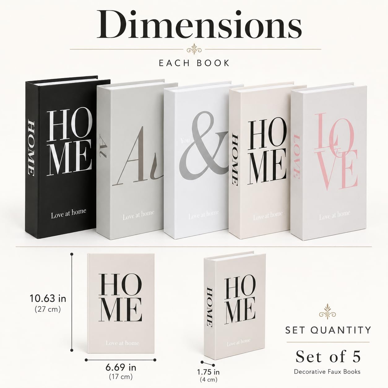 Modern Book Decor Aesthetic / Black and White / 5 PACKS-B / Set of 5