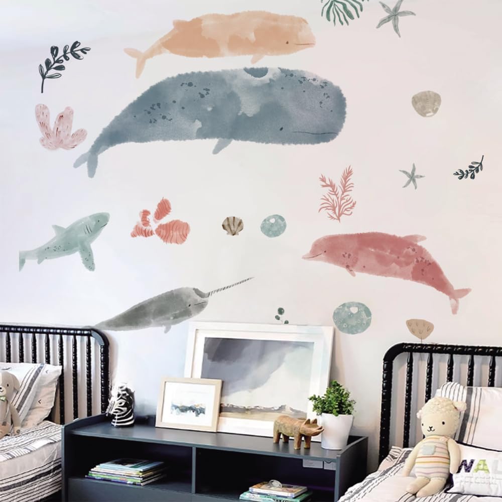 Vinyl DIY Watercolor Decals / Ocean Animals-a