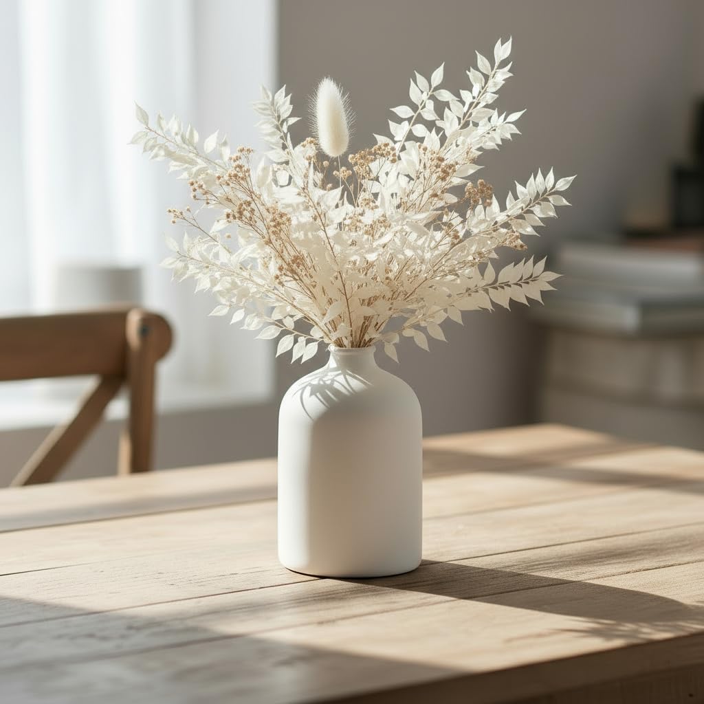 Ceramic Vase / Minimalist Modern Home Decor / White / 7 Inch