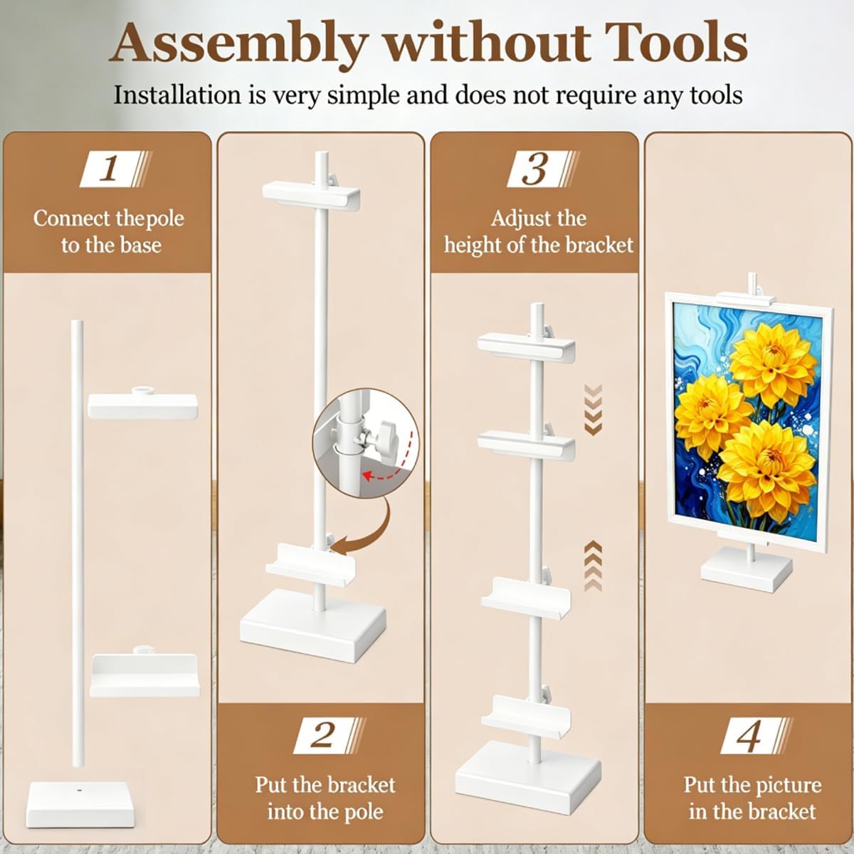 18'' Adjustable Tabletop Easel Stand, White Easel for Display | Steady and Elegant Picture Easels for Display, Picture