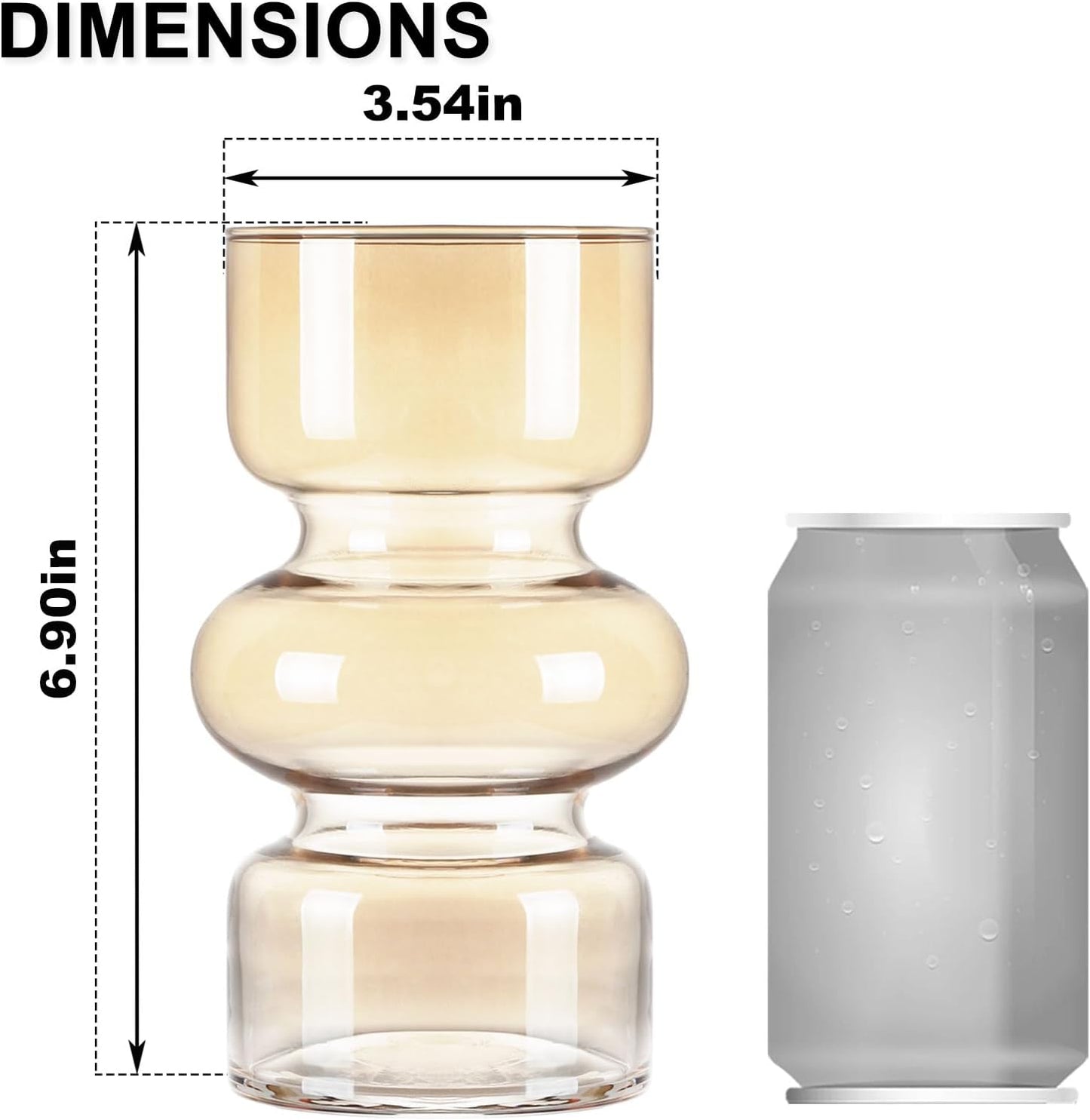 Glass Hydroponic Vase / Amber / 7 Inch