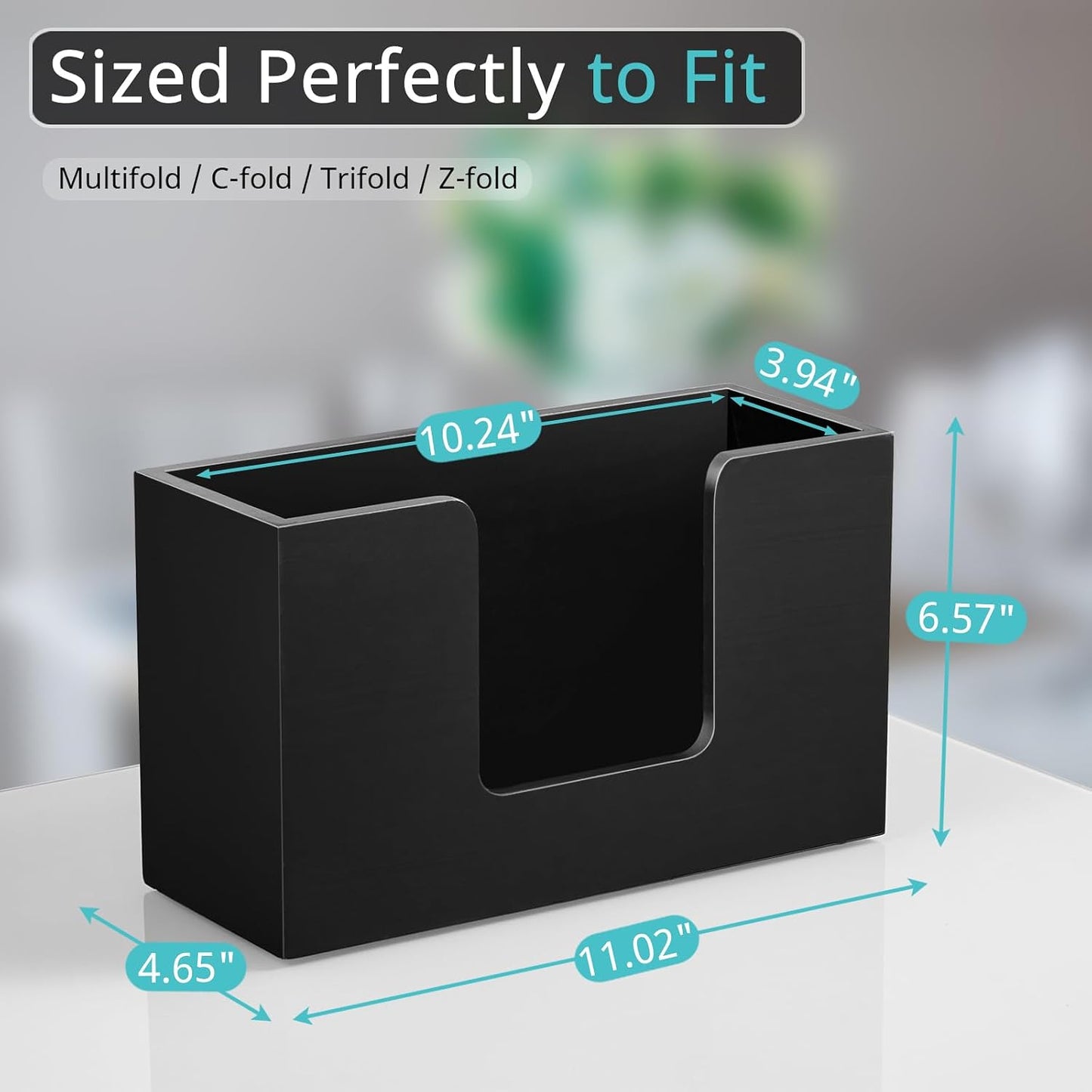 Wooden Paper Towel Dispenser Countertop, Bathroom Guest Towel Holder for Multifold C-Fold Z-Fold Trifold Hand Towels
