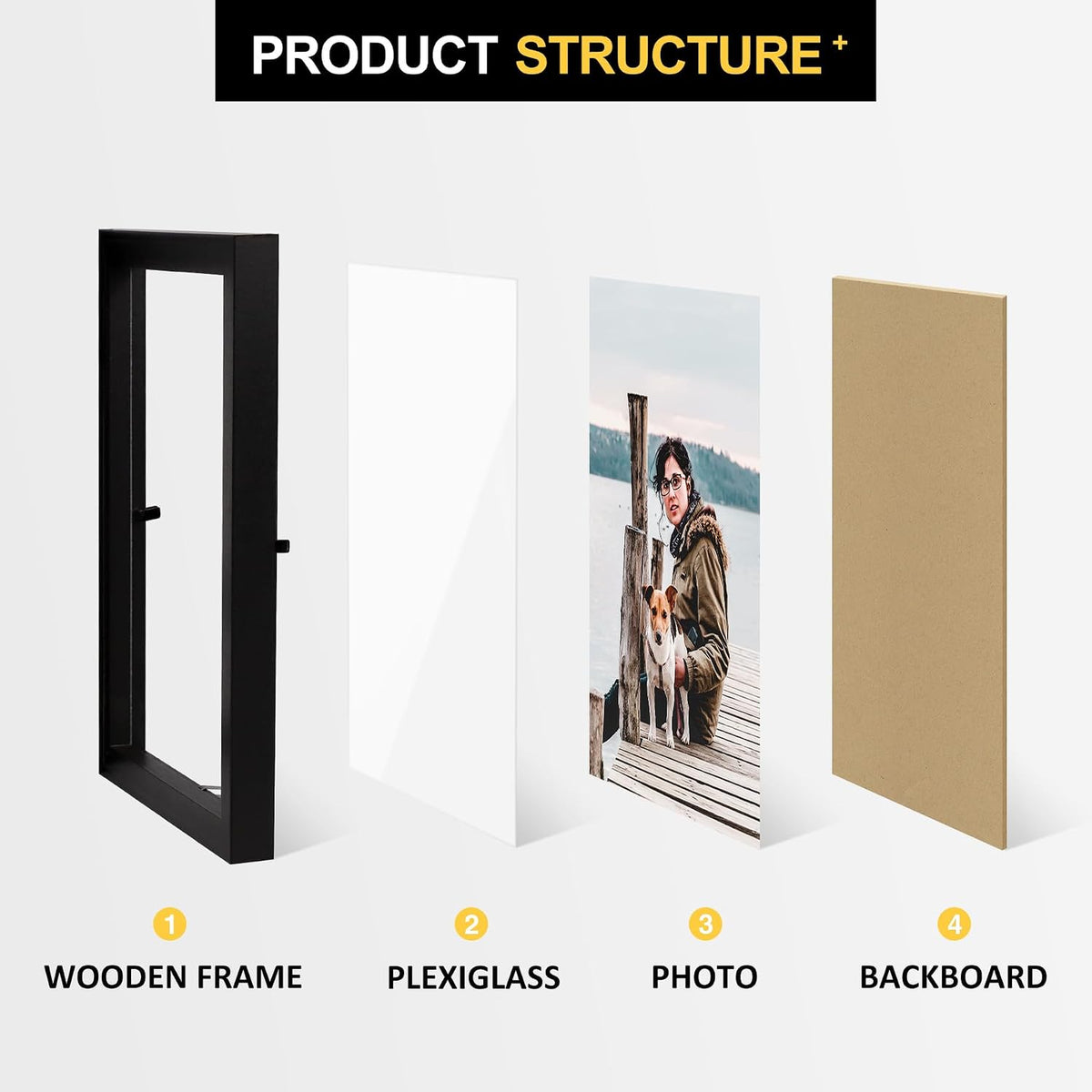 TOFOREVO 5x7 3 Picture Frame Triple Wooden Three Hinged Photo Frame Definition Glass Stand Vertically on Desktop or