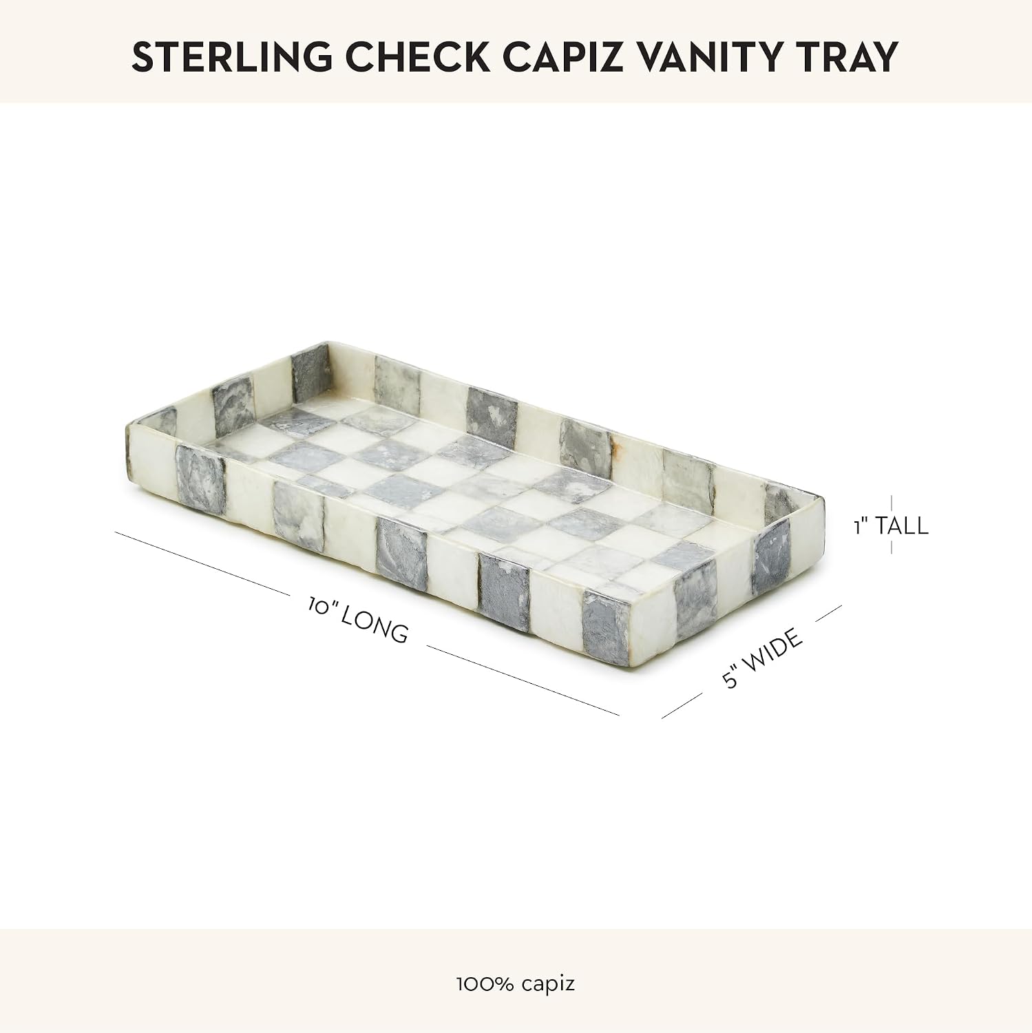 Capiz Vanity Tray / Sterling Check / Gray