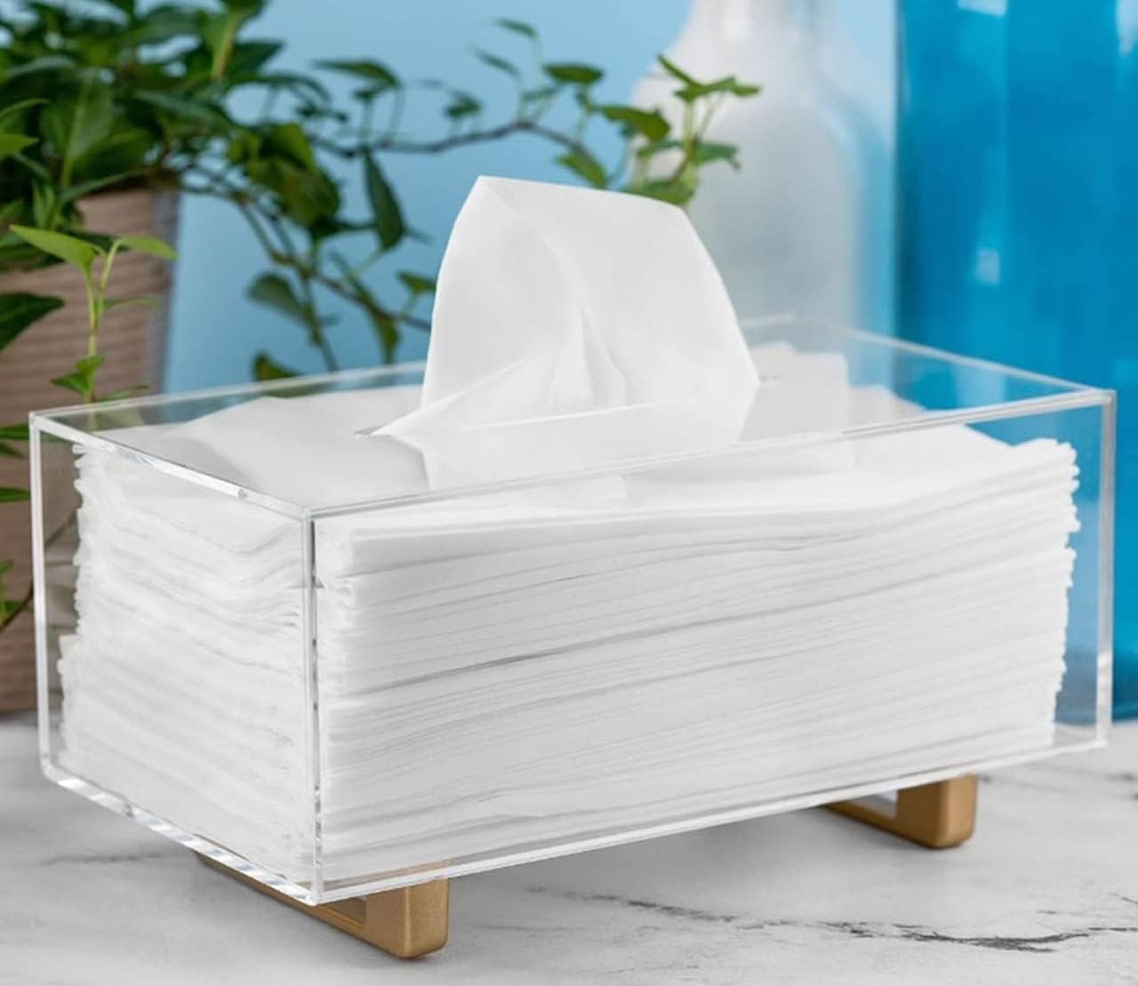 Thick Acrylic Tissue Box Holder Rectangular Tissue Box Dispenser / Rectangle / Clear