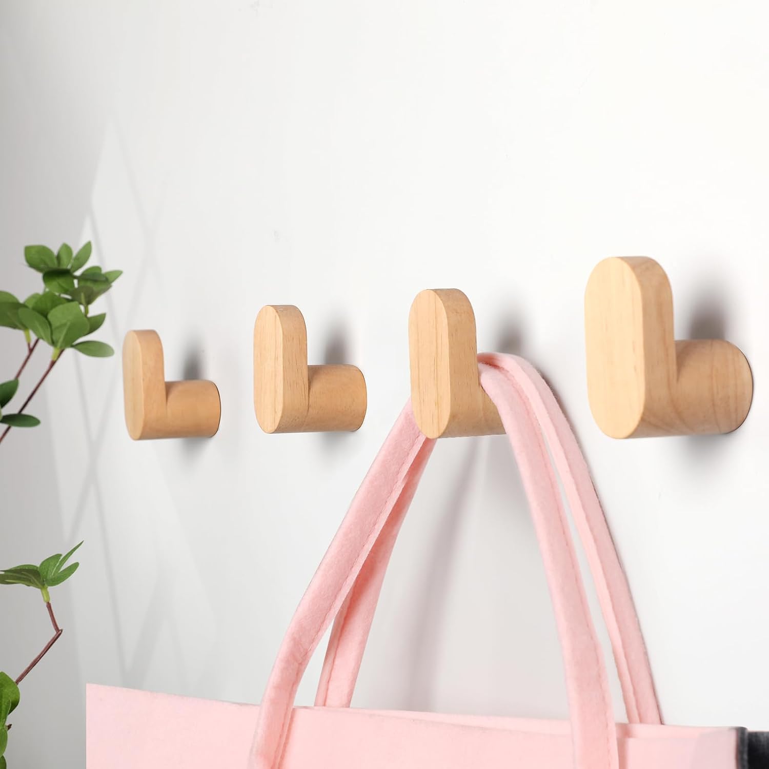 Wood Wall Hooks / Natural Color / Set of 4