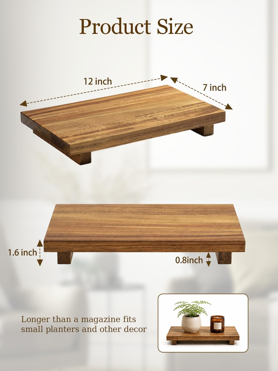 Acacia Wood Pedestal Stand / 12 x 7