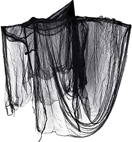 Whaline Halloween Black Creepy Cloth 276 x 87 inch Spooky Halloween Decoration Black Spooky Fabric Cloth Windows Doorways Scary Gauze for Haunted Houses Yard Wall Indoor Outdoor Party Decor Supplies