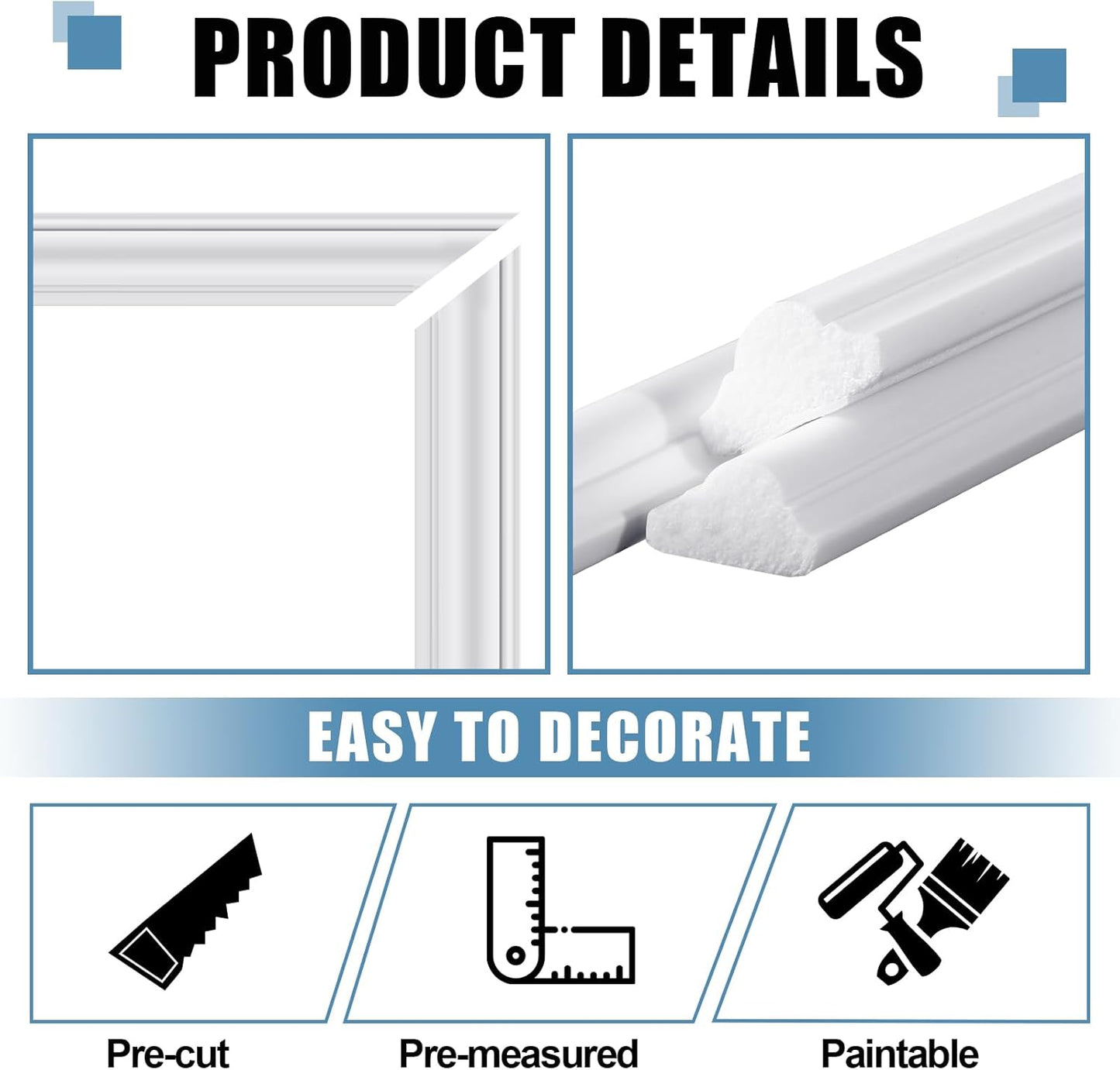 Peel and Stick Wall Molding Kit / 24 x 96 / Set of 3