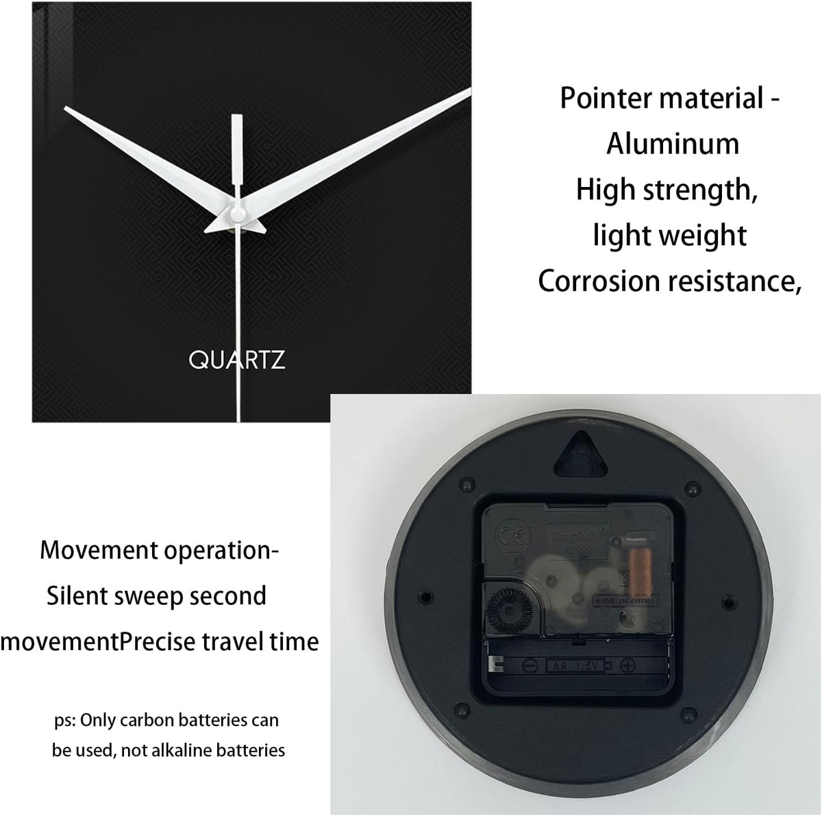 XFM Minimalist Wall Clocks Battery Operated 20 Inch Large Black | Silent Non-Ticking Modern Glass Simple Decorative for