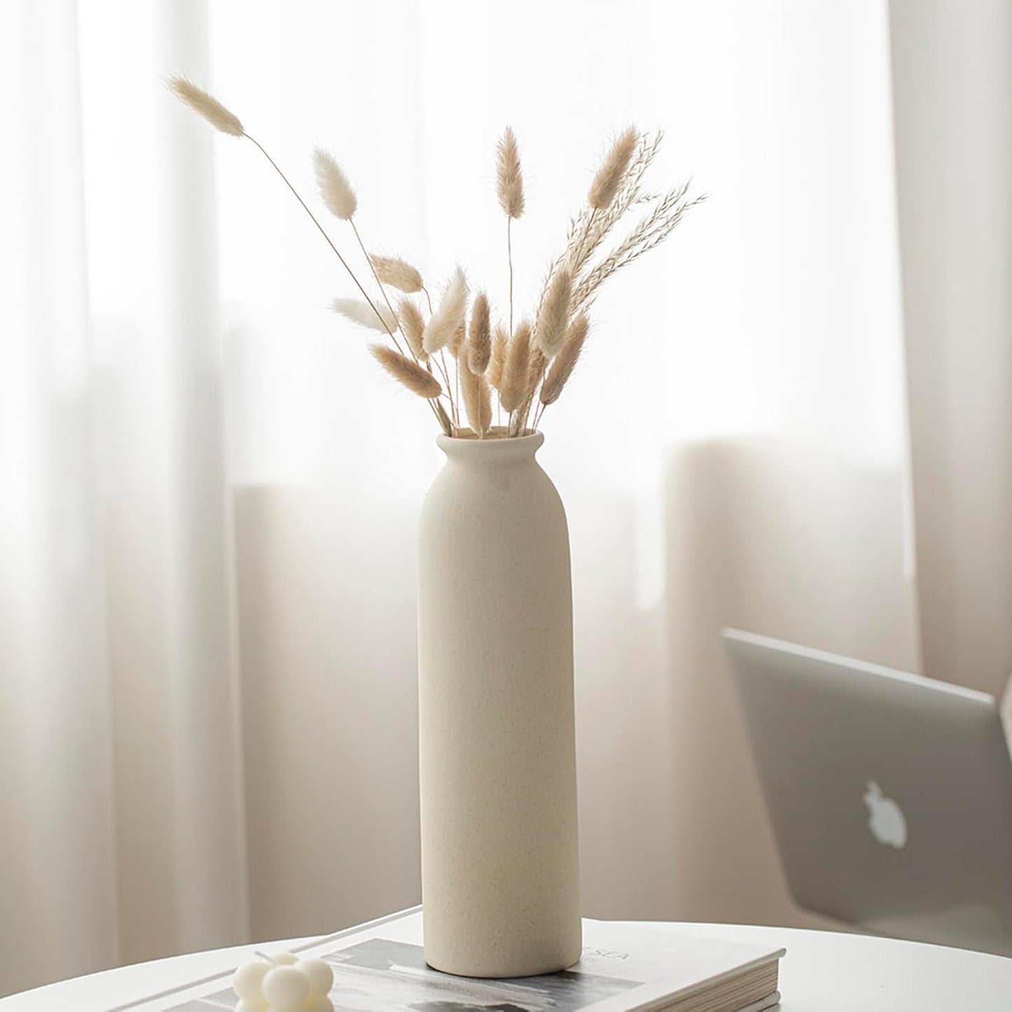 Tall Decorative Ceramic Vase Set / Standard Beige / 10.4 Inch / Set of 3