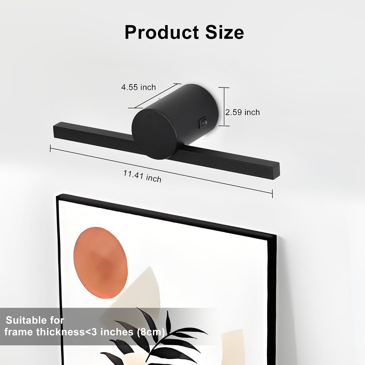 ZitoStory Battery Operated Picture Light, Black, 11.41 Inch | Remote, Wireless, Dimmable, Rechargeable