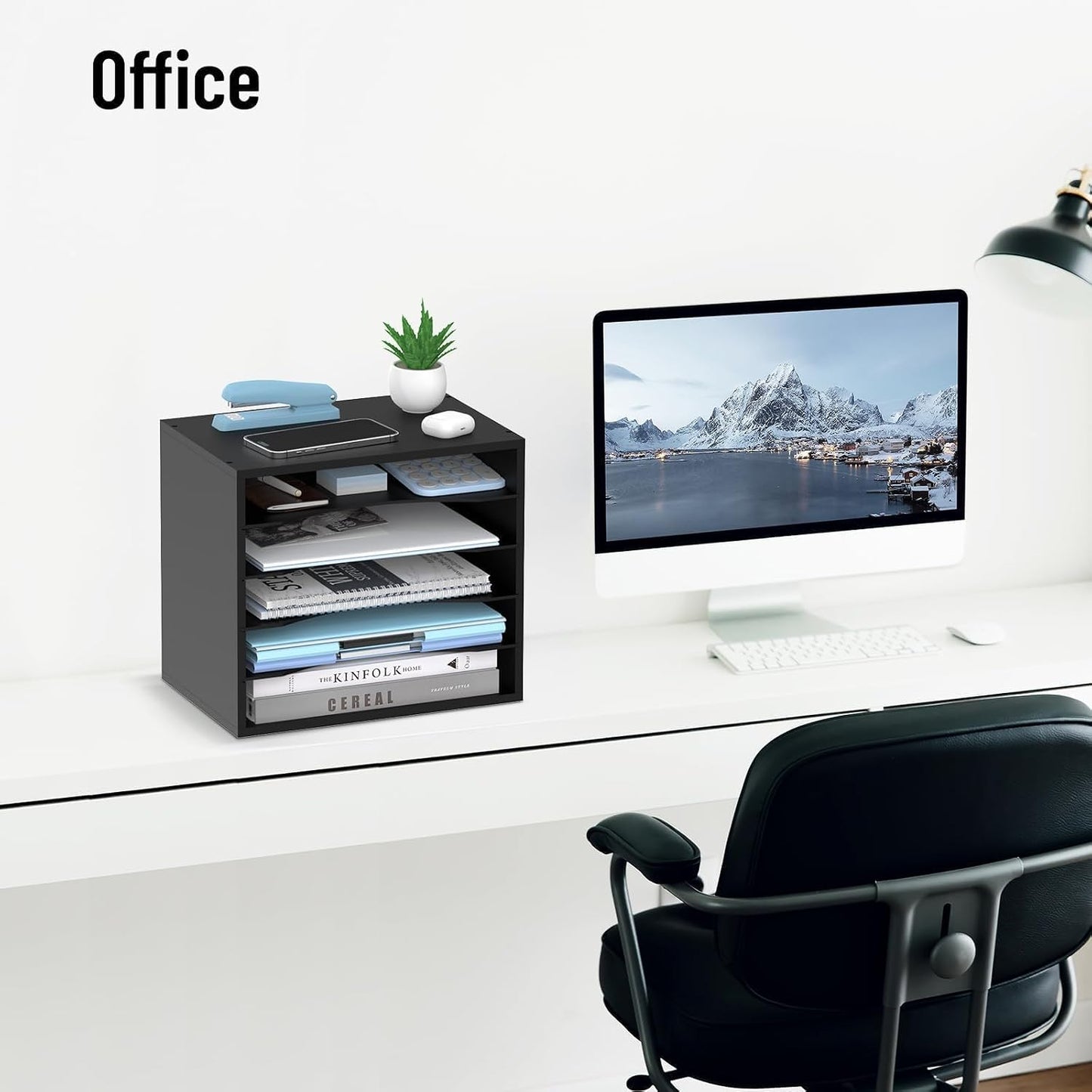 5-Tier Paper Organizer for Desk, Adjustable Mail Organizer, Black | 5-Tier Paper Organizer and Mail Organizer for Desk