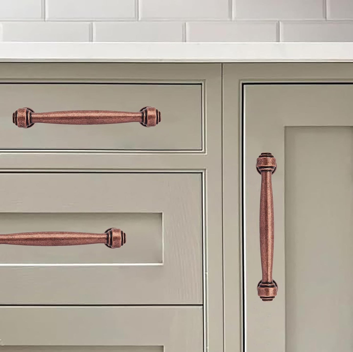 Cabinet pulls Kitchen Cabinet Handles / 5 Inch Hole Center / Antique Copper / 5 Inch / Set of 2