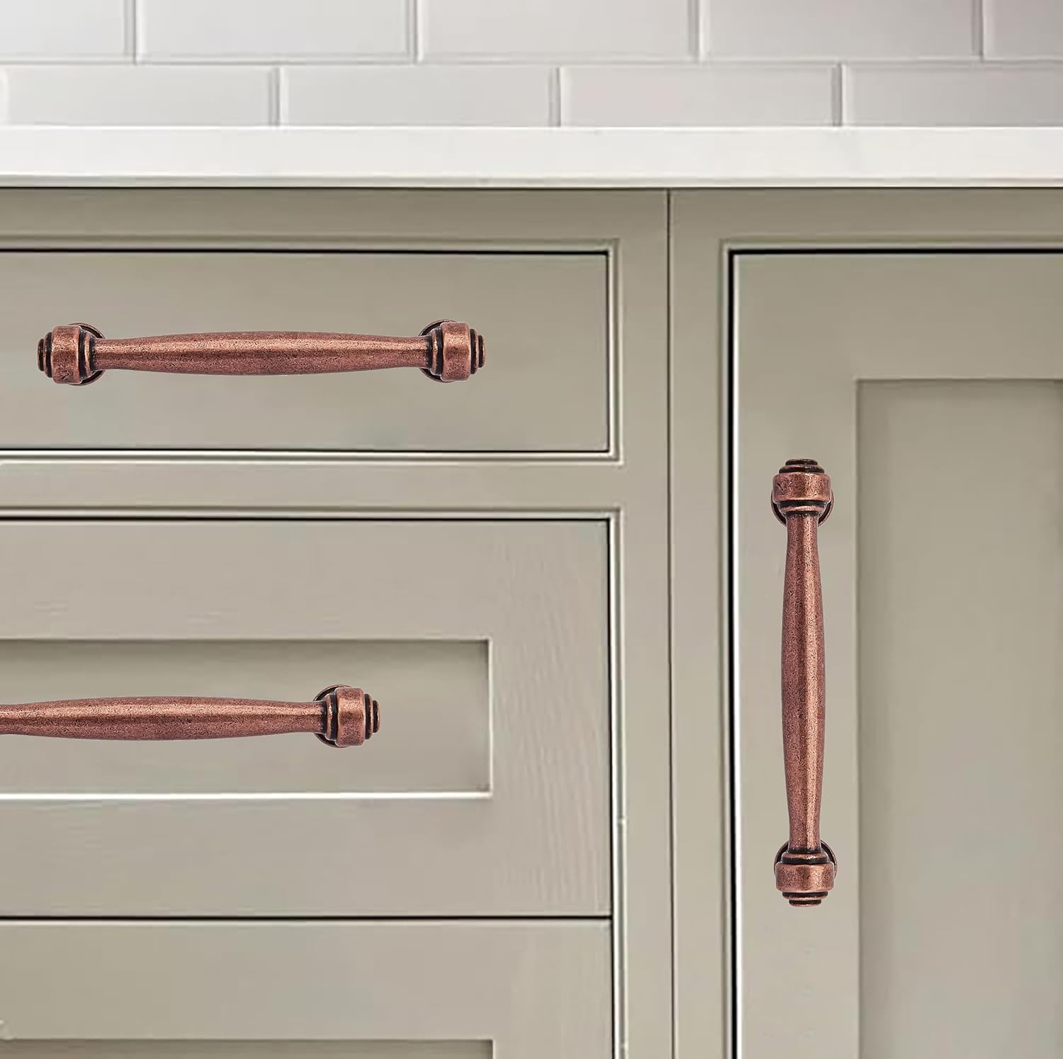 Cabinet pulls Kitchen Cabinet Handles / 5 Inch Hole Center / Antique Copper / 5 Inch / Set of 2
