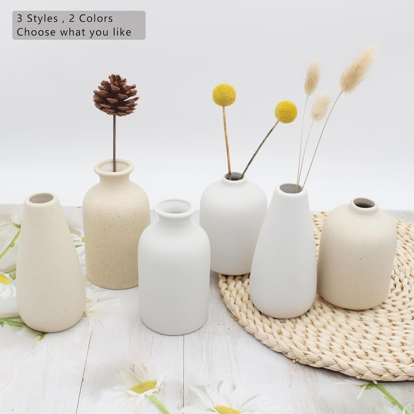 Vase for Flowers Boho Vases / Small / Light Yellow-b / Set of 6
