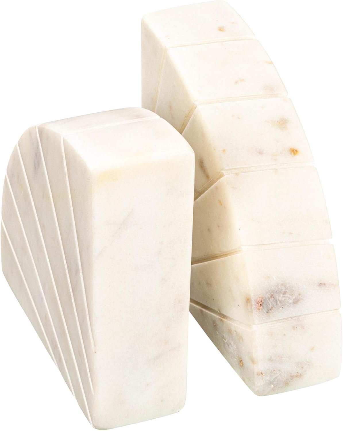 Modern Arched Semicircle Marble Bookends / White / Set of 2