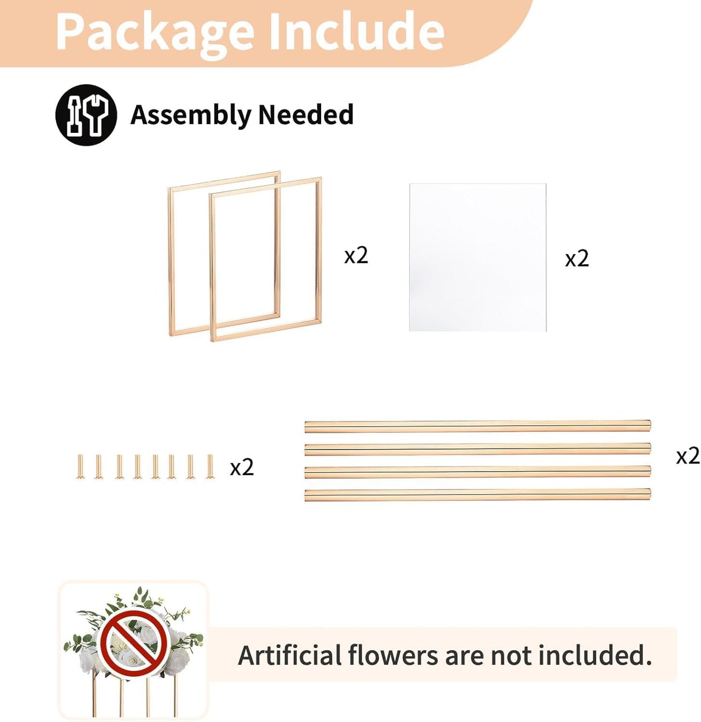 NUPTIO Gold Stands for Centerpieces, Geometric Column, 15.75" Tall, 10 Pcs | Metal Flower Holder, Rectangular Display
