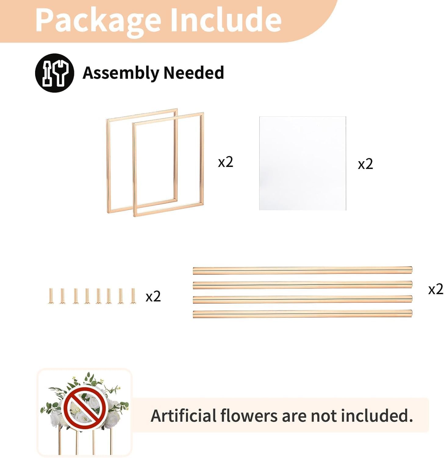 NUPTIO Gold Stands for Centerpieces, Geometric Column, 15.75" Tall, 10 Pcs | Metal Flower Holder, Rectangular Display