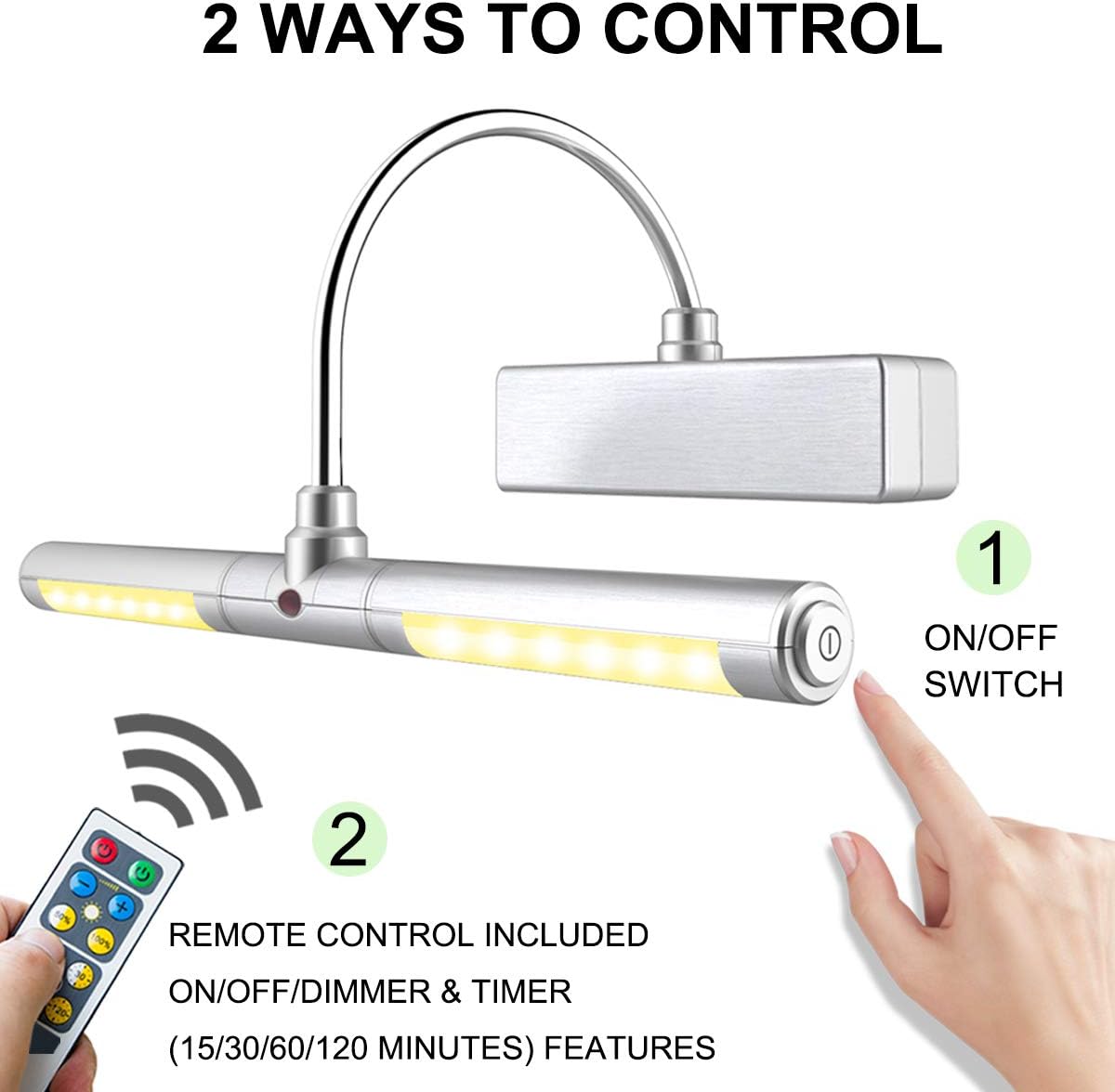 LUXSWAY Battery Powered Picture Light,Wireless Painting Lights with Remote,3 Modes Brightness Art Display Lights,8.9