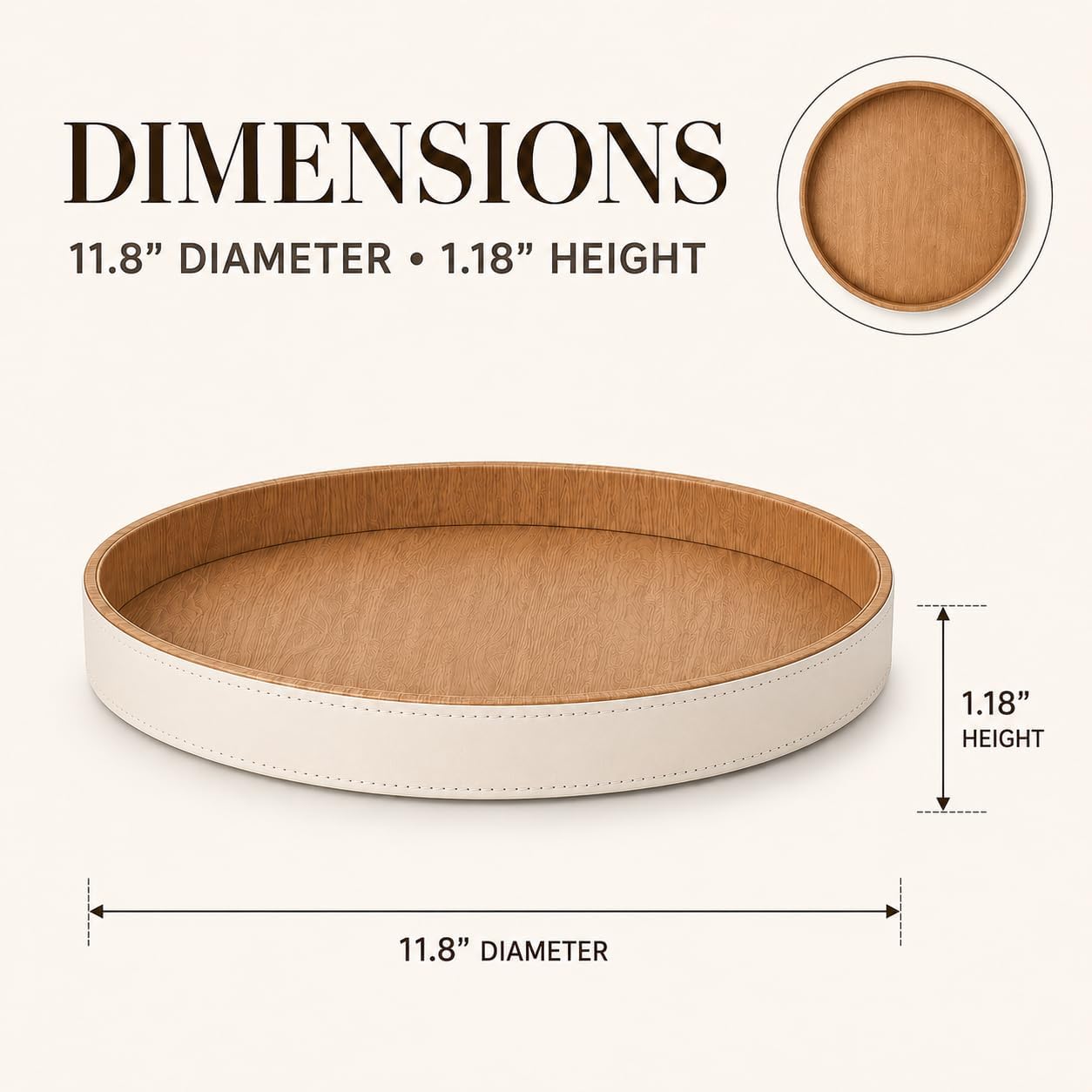in PU Leather Tray / Cream White / 12 Inch / Set of 12