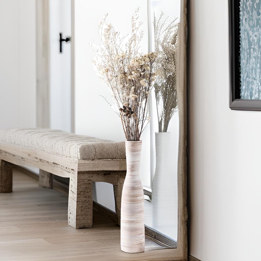 16" Tall Floor Vase for Pampas Grass / Bow-white-16