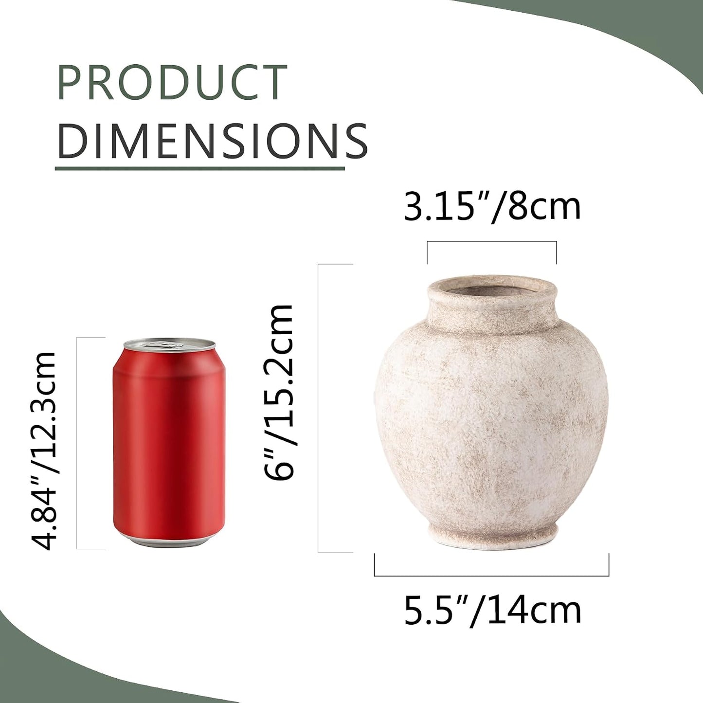 Ceramic Rustic Vase / 6.1" - D